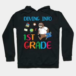 Diving Into 1st Grade Dabbing Sloth Back To School Hoodie